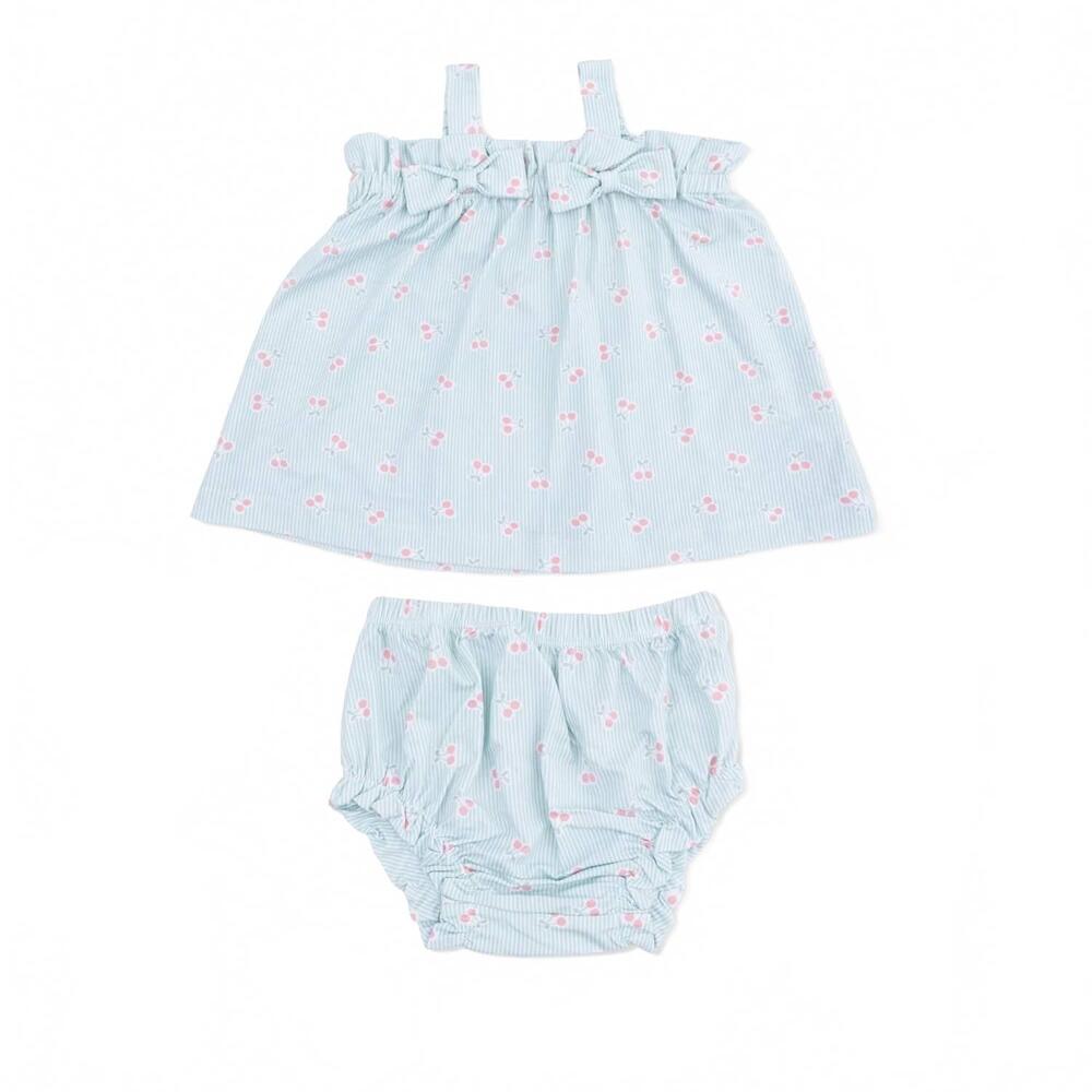 NEW ANGEL DEAR kids tiny cherry stripe bamboo top and ruffle leg bloomer set in